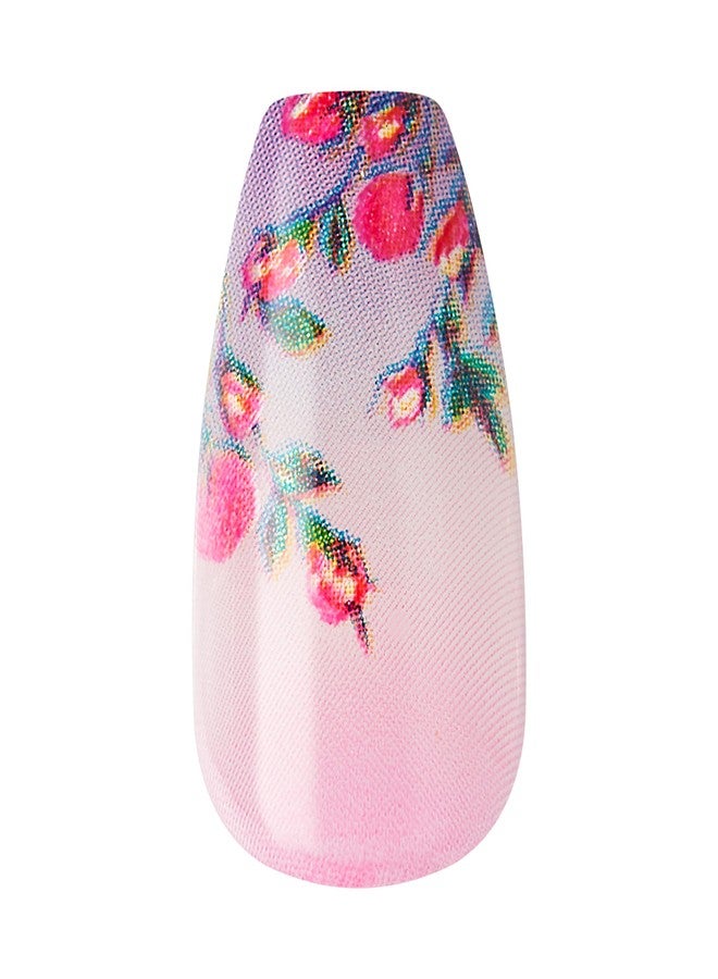 Impress KISS LoveShackFancy x imPRESS Press-On Manicure Limited Edition, Style "Lilac Crush" Medium Coffin Purple Press-On Nails, Includes Prep Pad, Mini Nail File, Cuticle Stick, & 30 Fake Nails - Image 3